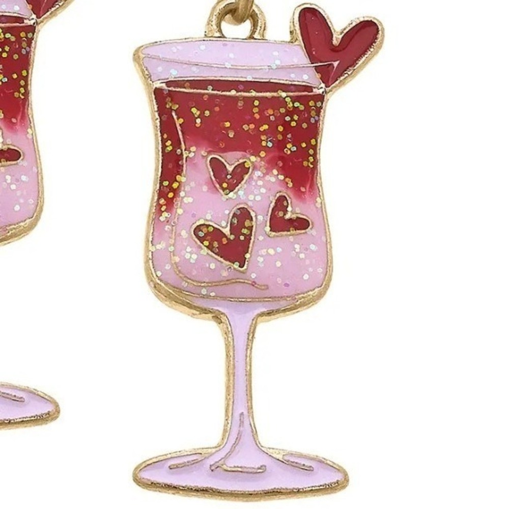 CANVAS STYLE Cute Cocktail Heart Earrings Dangle Drop Valentines NWT‎ - Picture 2 of 5
